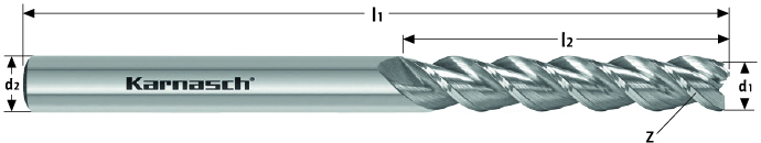 Твёрдосплавная концевая фреза длинная трехзубая Karnasch